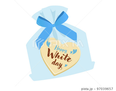 ハート型チョコレートのラッピング_ホワイトデーイメージ 97039657