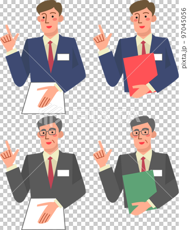 Upper body set of pointing businessman Upper body set of pointing businessman 97045056