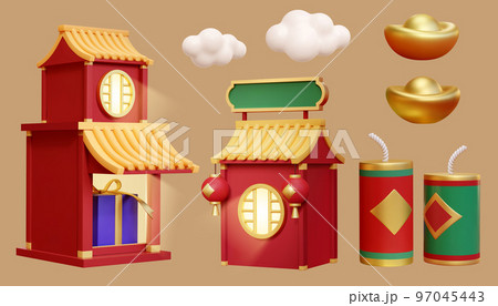 3D Chinese new year elements set 3D Chinese new year elements set 97045443