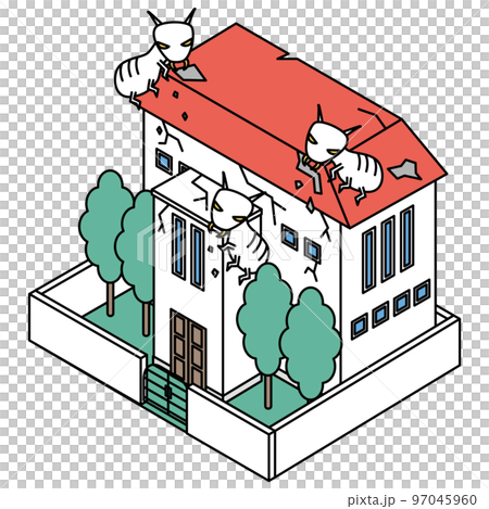 Isometric illustration of a house damaged by termites Isometric illustration of a house damaged by termites 97045960