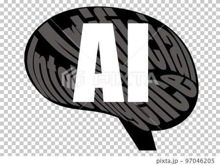 人工智能圖標。大腦形狀排版。 97046205