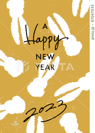 Rabbit silhouette New Year's card (gold) Rabbit silhouette New Year's card (gold) 97047035
