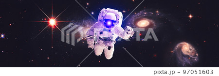 Astronaut in outer space . Astronaut wear full spacesuit for space operation . Elements of this image furnished by NASA space astronaut photos. Astronaut in outer space . Astronaut wear full spacesuit for space operation . Elements of this image furnished by NASA space astronaut photos. 97051603
