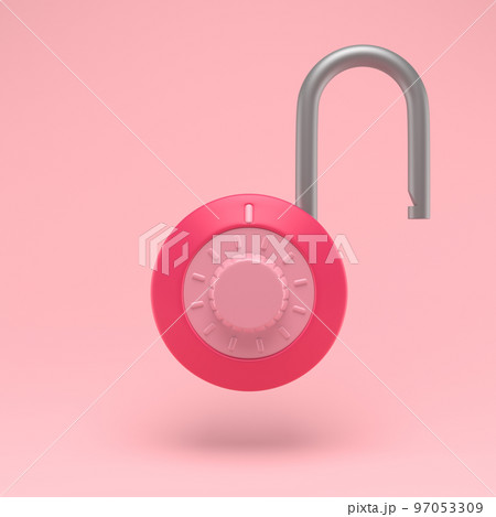 Padlock icon simple 3d illustration on pastel abstract background. Lock with combination. Minimal concept. 3d rendering Padlock icon simple 3d illustration on pastel abstract background. Lock with combination. Minimal concept. 3d rendering 97053309