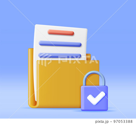 3D Document Folder with Padlock 3D Document Folder with Padlock 97053388