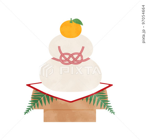 お正月飾りシンプルな鏡餅のイラスト 97054664