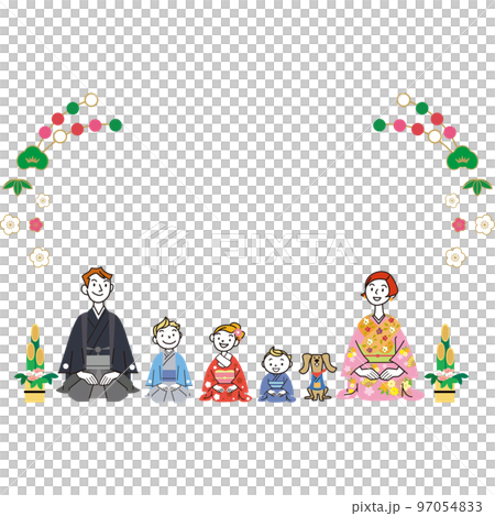 New Year's dress family illustration material 97054833