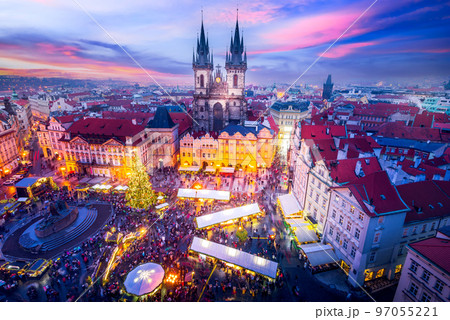 Prague, Czech Republic. Vanocni Trhy, Christmas Market in Stare Mesto old square. 97055221
