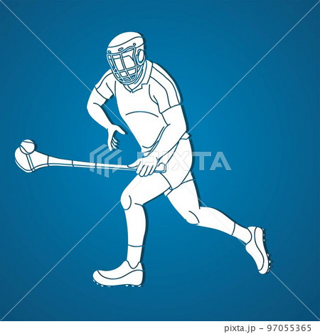Hurling Sport Player Action Cartoon Graphic Vector 97055365