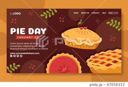 National Pie Day Social Media Landing Page Flat Cartoon Hand Drawn Templates Illustration 97056352