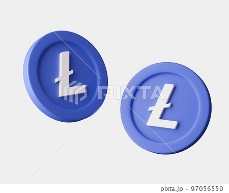 Cryptocurrency Litecoins from different viewes on white background. 3d render illustration with soft lights. Cryptocurrency Litecoins from different viewes on white background. 3d render illustration with soft lights. 97056550