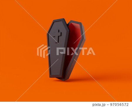 Simple halloween opened coffin 3d render illustration. 97056572