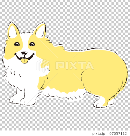 簡單可愛的柯基犬手繪線描矢量圖解 簡單可愛的柯基犬手繪線描矢量圖解 97057112