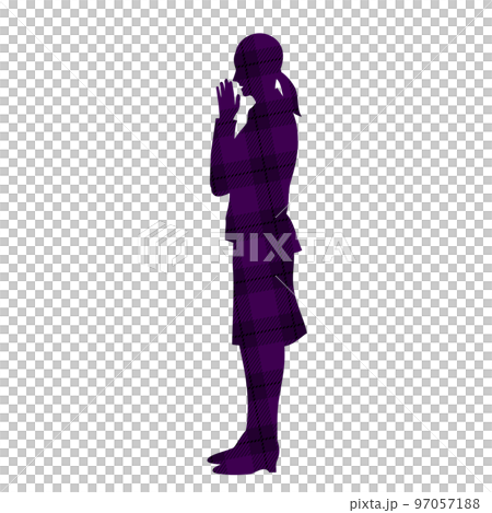 一個女人說話的秘密檢查模式的剪影插圖 97057188