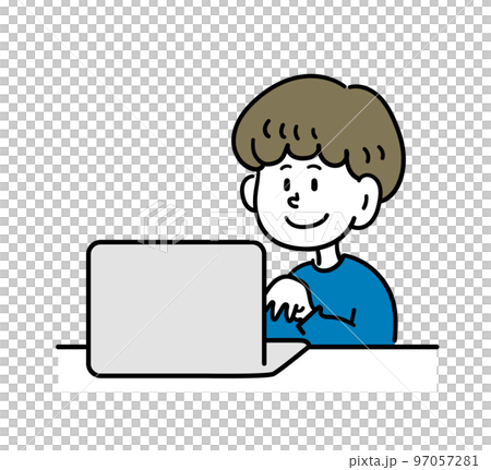 man touching a computer man touching a computer 97057281