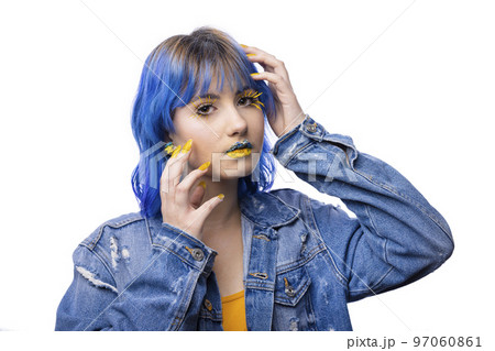 Blue and yellow woman Blue and yellow woman 97060861