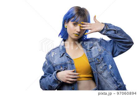 Blue and yellow woman Blue and yellow woman 97060894