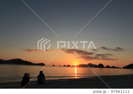 座間味島夕景　風景　 97061111