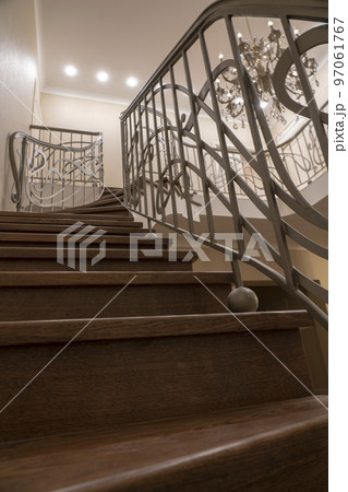 the interior of the second light stairs, railings chandelier 97061767