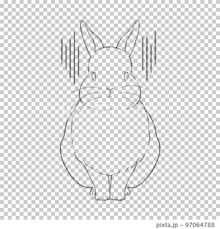 一隻悲傷的兔子的線條畫 97064788