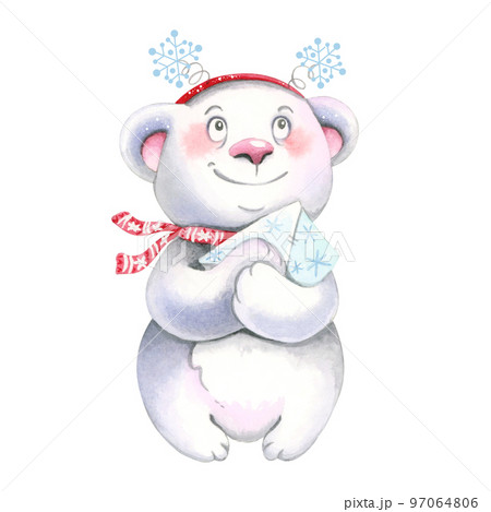 Cute, watercolor bear with a letter. The bear is dreaming. Cute, watercolor bear with a letter. The bear is dreaming. 97064806