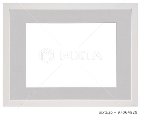 White picture frame with mat and copy space isolated on transparent background 97064829