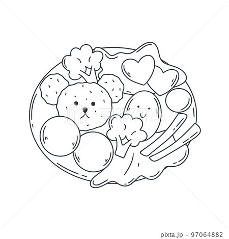 Bento kids food set doodle style illustration Bento kids food set doodle style illustration 97064882
