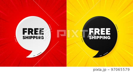 Free shipping tag. Flash offer banner with quote. Delivery included sign. Special offer symbol. Starburst beam banner. Free shipping speech bubble. Vector Free shipping tag. Flash offer banner with quote. Delivery included sign. Special offer symbol. Starburst beam banner. Free shipping speech bubble. Vector 97065579