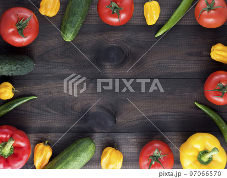 Vegetables on wooden table.Image with copy space 97066570