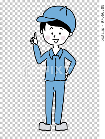 一個穿著工作服並用手指指著注意的人 一個穿著工作服並用手指指著注意的人 97066589