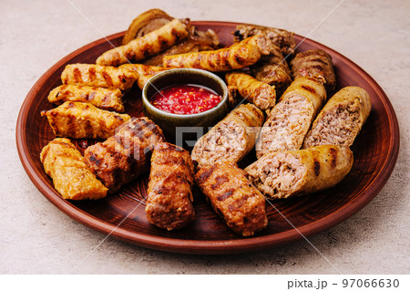 assorted barbecue of meat rolls or mici 97066630