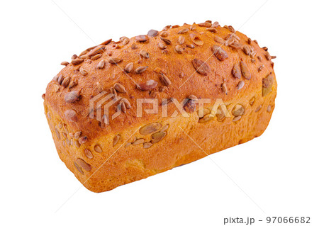 Freshly baked wheat and rye bread with seeds 97066682