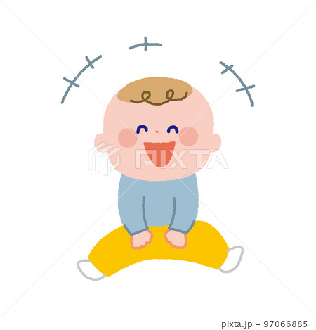笑っている赤ちゃんの線なしカラーイラスト 97066885