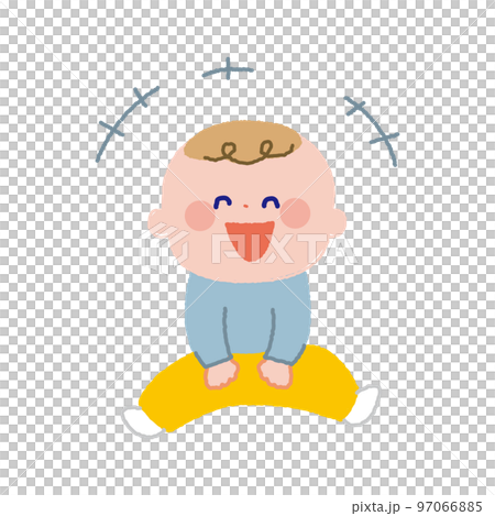 笑っている赤ちゃんの線なしカラーイラスト 97066885