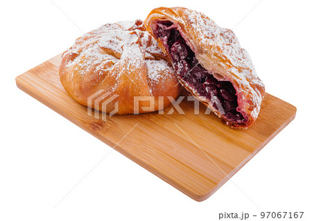 sweet and fresh cherry buns with red sweet jam sweet and fresh cherry buns with red sweet jam 97067167