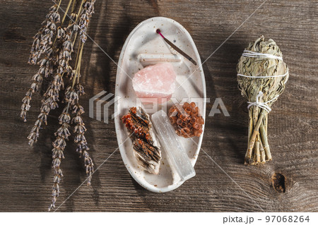 Incense Holder Tray with Mineral Crystal Stones Incense Holder Tray with Mineral Crystal Stones 97068264