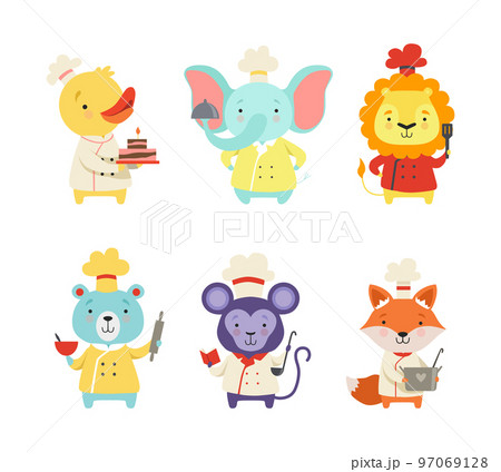 Cute Animals in Chef Uniform Cooking Delicious Dishes Vector Set Cute Animals in Chef Uniform Cooking Delicious Dishes Vector Set 97069128