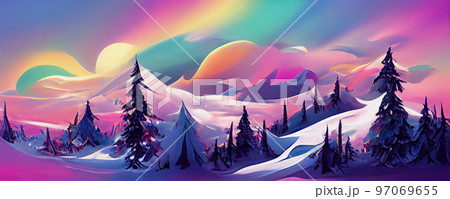 Aurora Borealis on night sky Aurora Borealis on night sky 97069655
