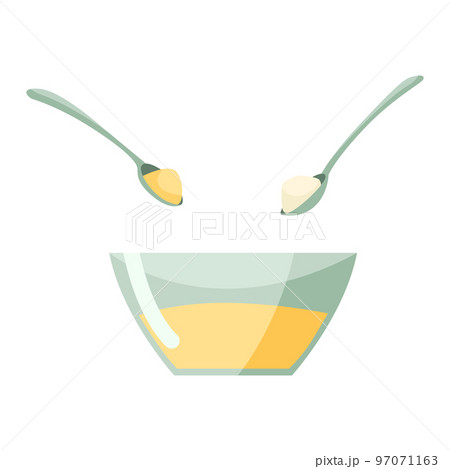 Step by preparation cake. Sweet bakery or cooking process. Baking ingredient or food preparation sign. Recipe element Step by preparation cake. Sweet bakery or cooking process. Baking ingredient or food preparation sign. Recipe element 97071163