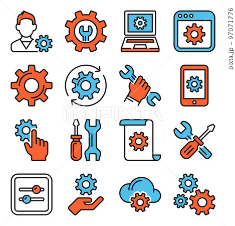 Settings Icons Set on White Background. Line Style Vector Settings Icons Set on White Background. Line Style Vector 97071776