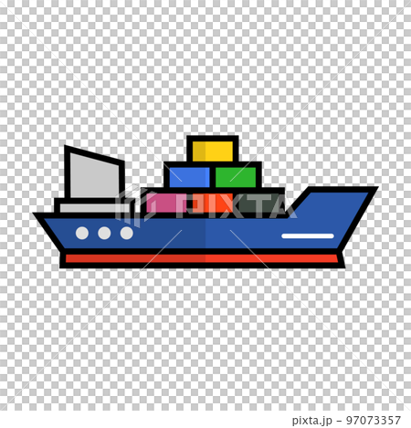 貨船。集裝箱船。貿易船。向量。 97073357