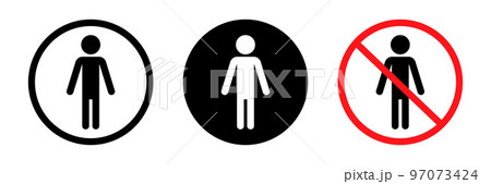 人のアイコンセット。立ち入り禁止やトイレのサイン。ベクター。 97073424