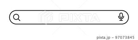 虫眼鏡と音声検索ボタン付きの検索バーアイコン。サーチツール。ベクター。 97073845