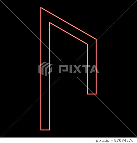 Neon rune Uruz Urus aurochs power red color vector illustration image flat style 97074376