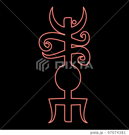 Neon name Odin rune Rune hide the name of Odin galdrastav red color vector illustration image flat style Neon name Odin rune Rune hide the name of Odin galdrastav red color vector illustration image flat style 97074381