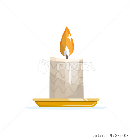 Candle with flame over a golden tray. Hope and faith concept 97075403