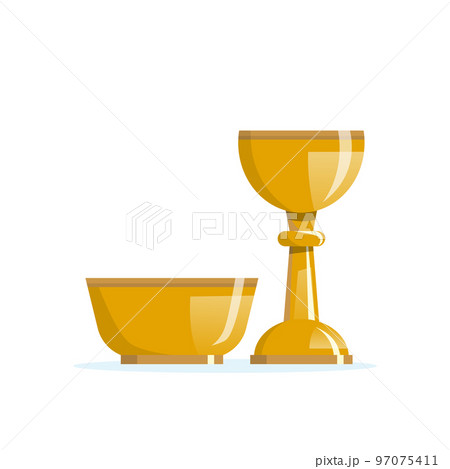 Golden ciboria and chalice. Catholic symbol. Church item 97075411