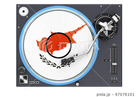 Phonograph Turntable with Cypriot flag, 3D rendering 97076101