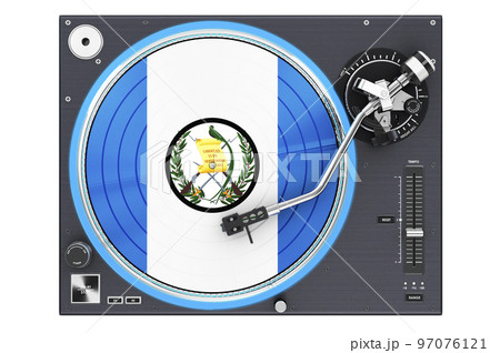 Phonograph Turntable with Guatemalan flag, 3D rendering 97076121