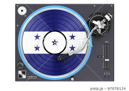 Phonograph Turntable with Honduranian flag, 3D rendering 97076124
